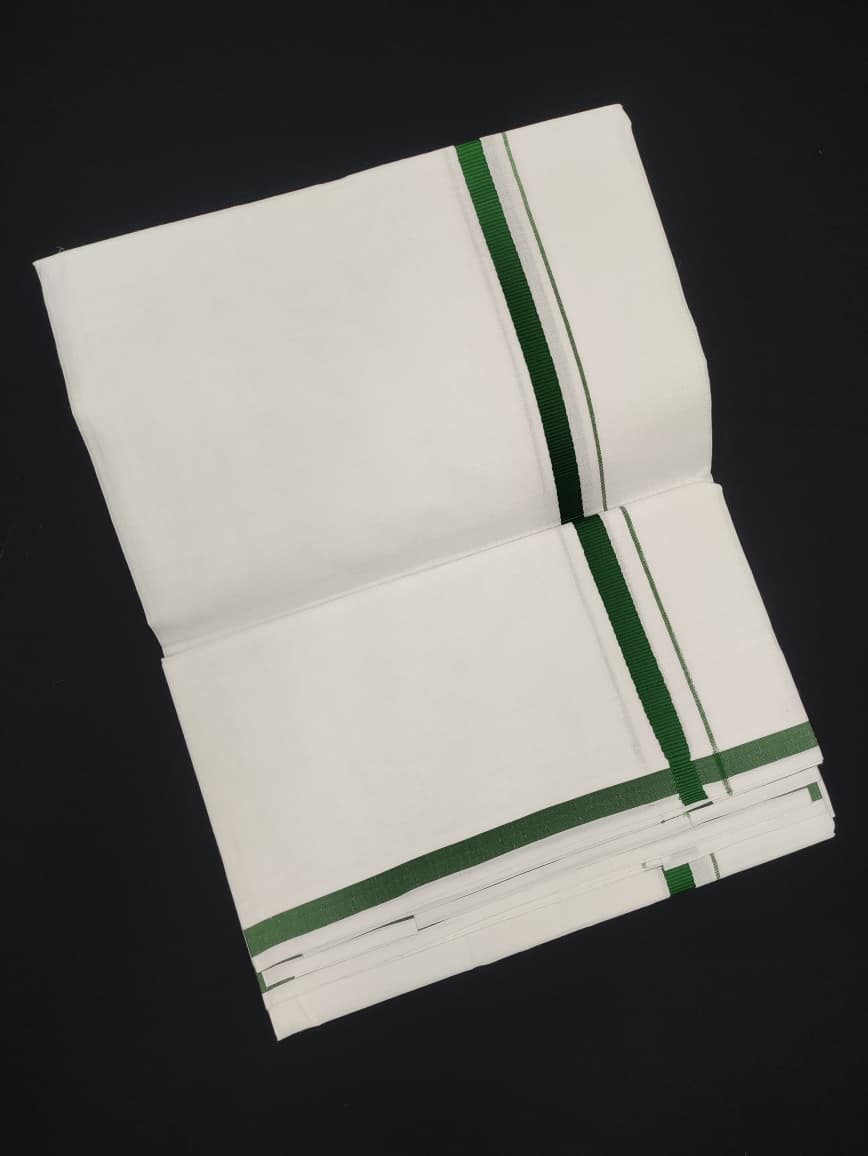 Cotton White Dhoti | Colour Border | 2 Mtrs