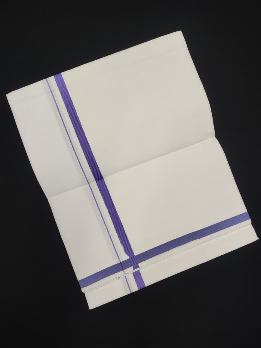 Cotton White Dhoti | Colour Border | 2 Mtrs
