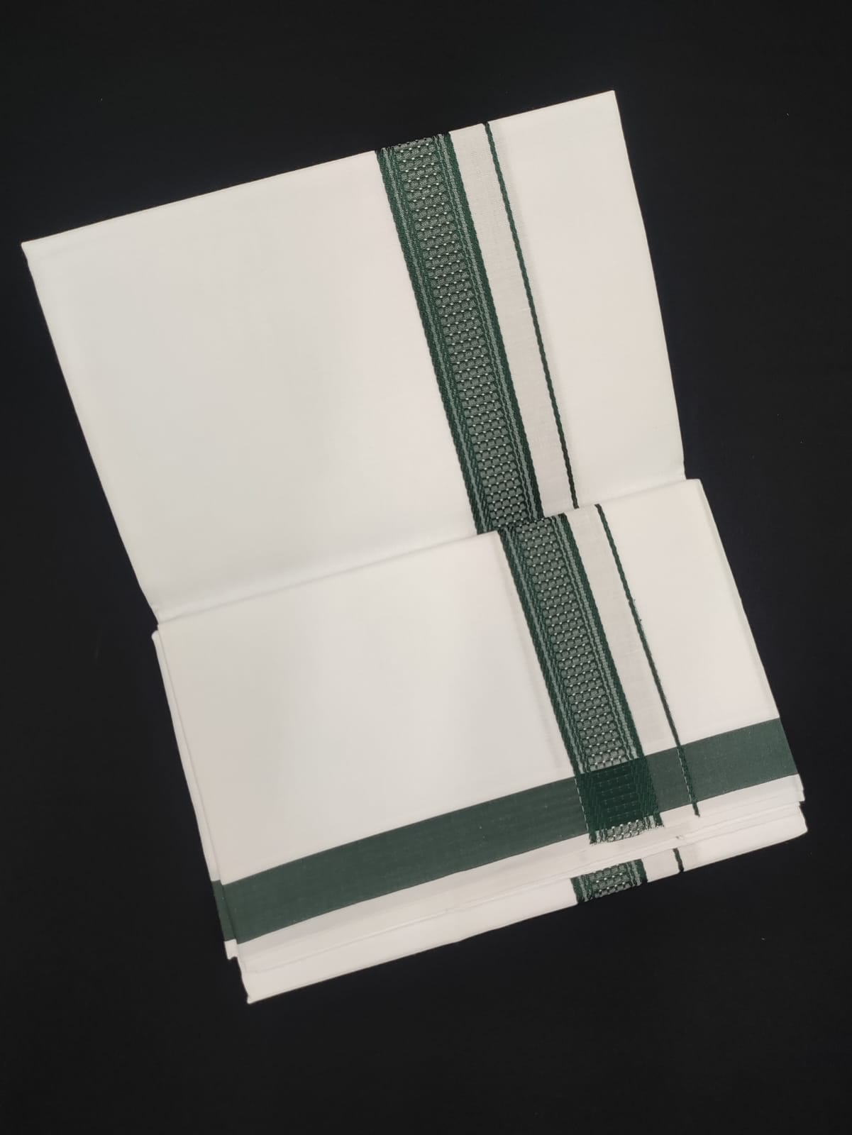Cotton White Dhoti | Fancy Border | 2 Mtrs