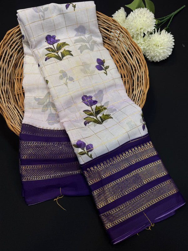 Deepika Foil Print Crepe Saree for Party Wear Women