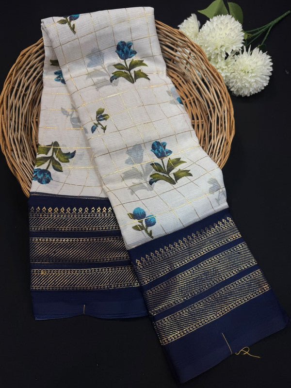 Deepika Foil Print Crepe Saree for Party Wear Women