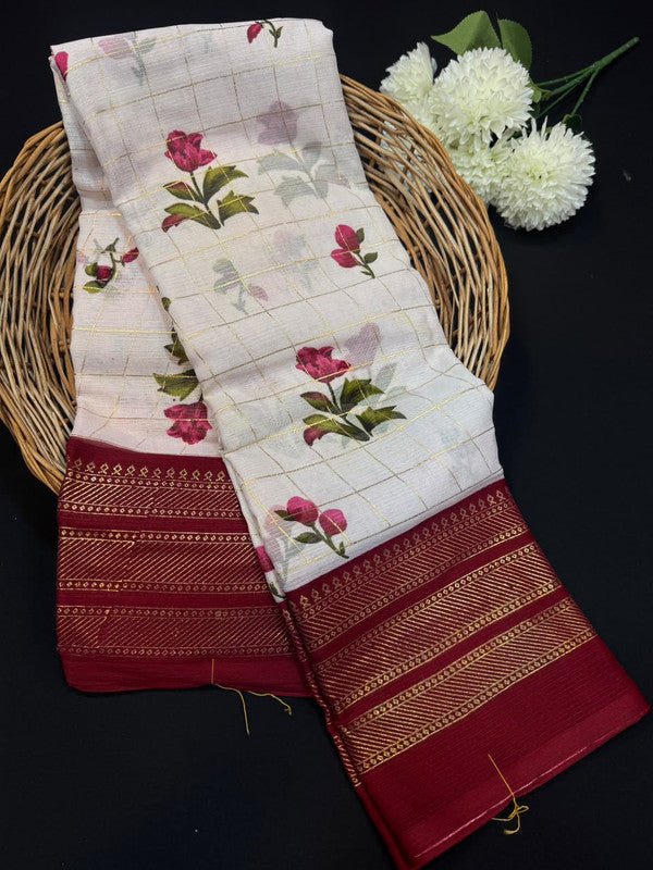 Deepika Foil Print Crepe Saree for Party Wear Women