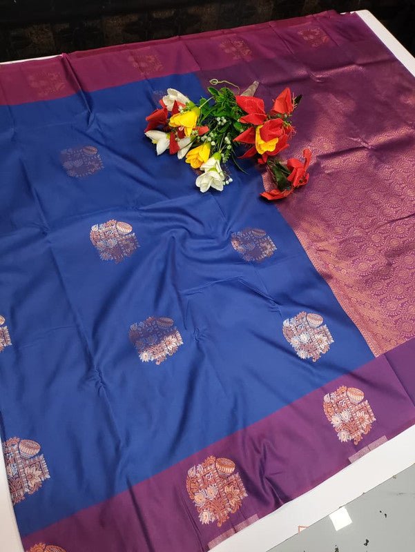 Dhaniya Soft Silk Collection saree with elegant traditional soft silk design for wedding and festive wear from Sri Sakthi Pugazh Tex Salem Tamil Nadu