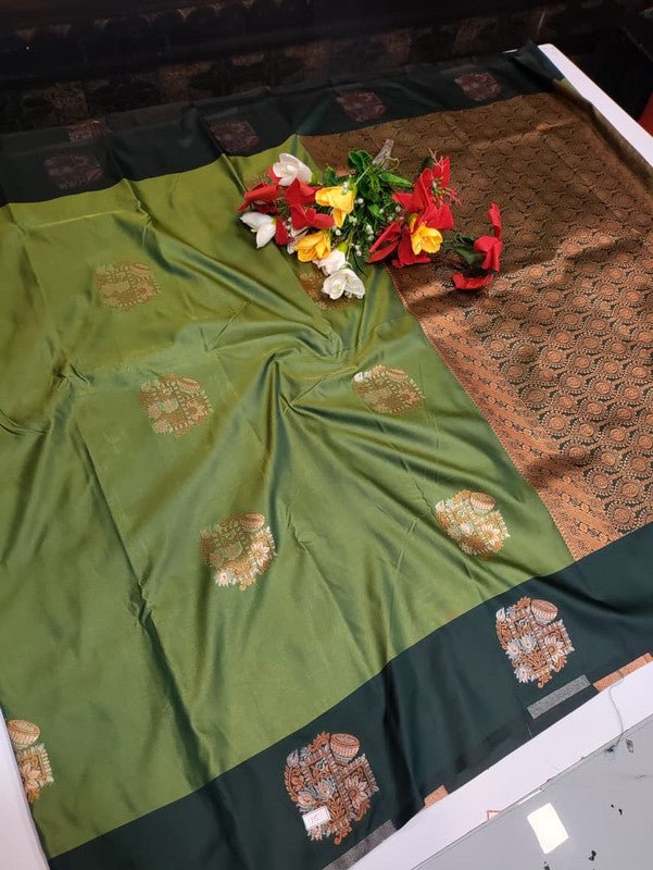 Dhaniya Soft Silk Collection saree with elegant traditional soft silk design for wedding and festive wear from Sri Sakthi Pugazh Tex Salem Tamil Nadu