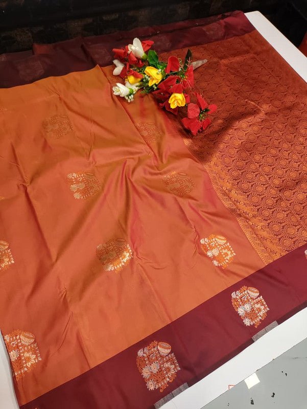 Dhaniya Soft Silk Collection saree with elegant traditional soft silk design for wedding and festive wear from Sri Sakthi Pugazh Tex Salem Tamil Nadu
