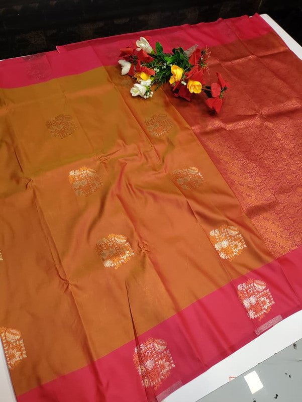 Dhaniya Soft Silk Collection saree with elegant traditional soft silk design for wedding and festive wear from Sri Sakthi Pugazh Tex Salem Tamil Nadu