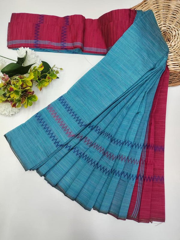 Dyed Cotton Saree with |Zari Border & Plain Blouse| DC04 - Sri Sakthi Pugazh Tex DC04 - Cotton Saree