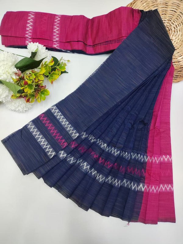 Dyed Cotton Saree with |Zari Border & Plain Blouse| DC05 - Sri Sakthi Pugazh Tex DC05 - Cotton Saree