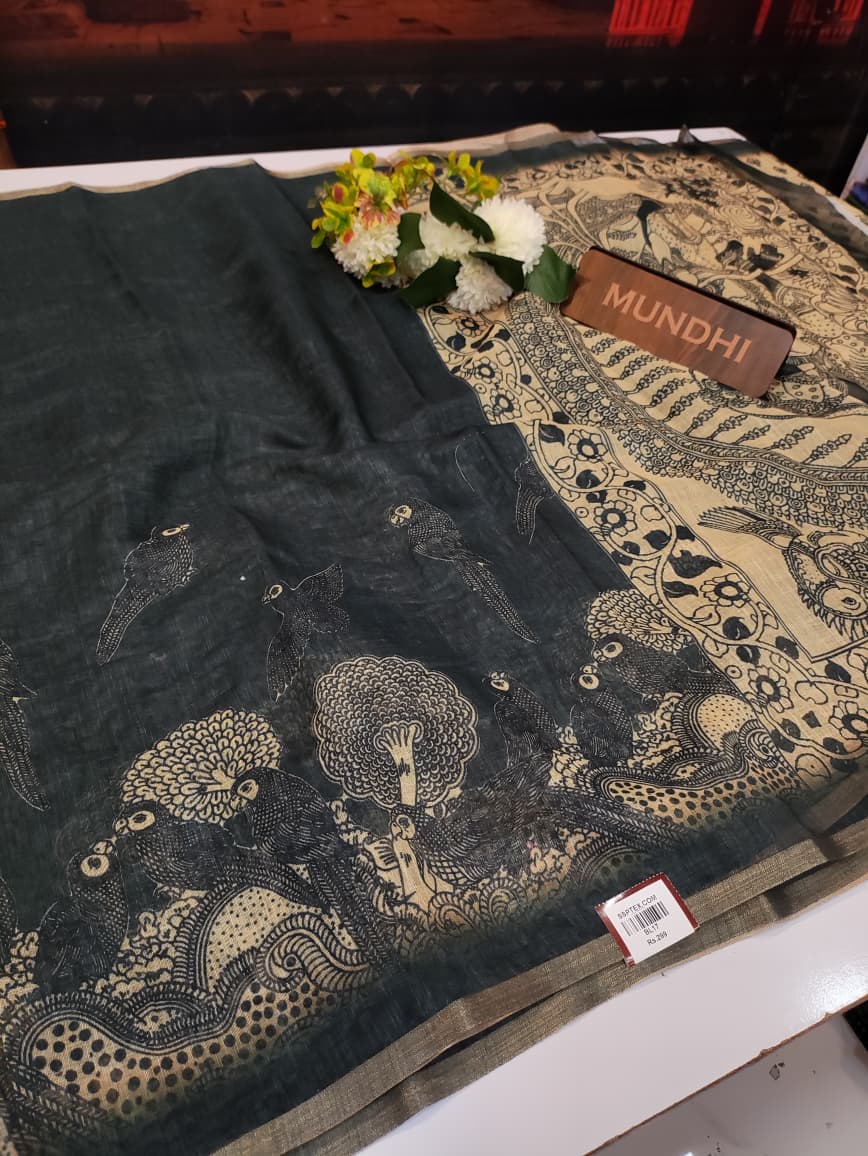 Fancy Linen Saree|Elegant Party & Festival Wear Saree| BL17 - Sri Sakthi Pugazh Tex - Fancy Saree