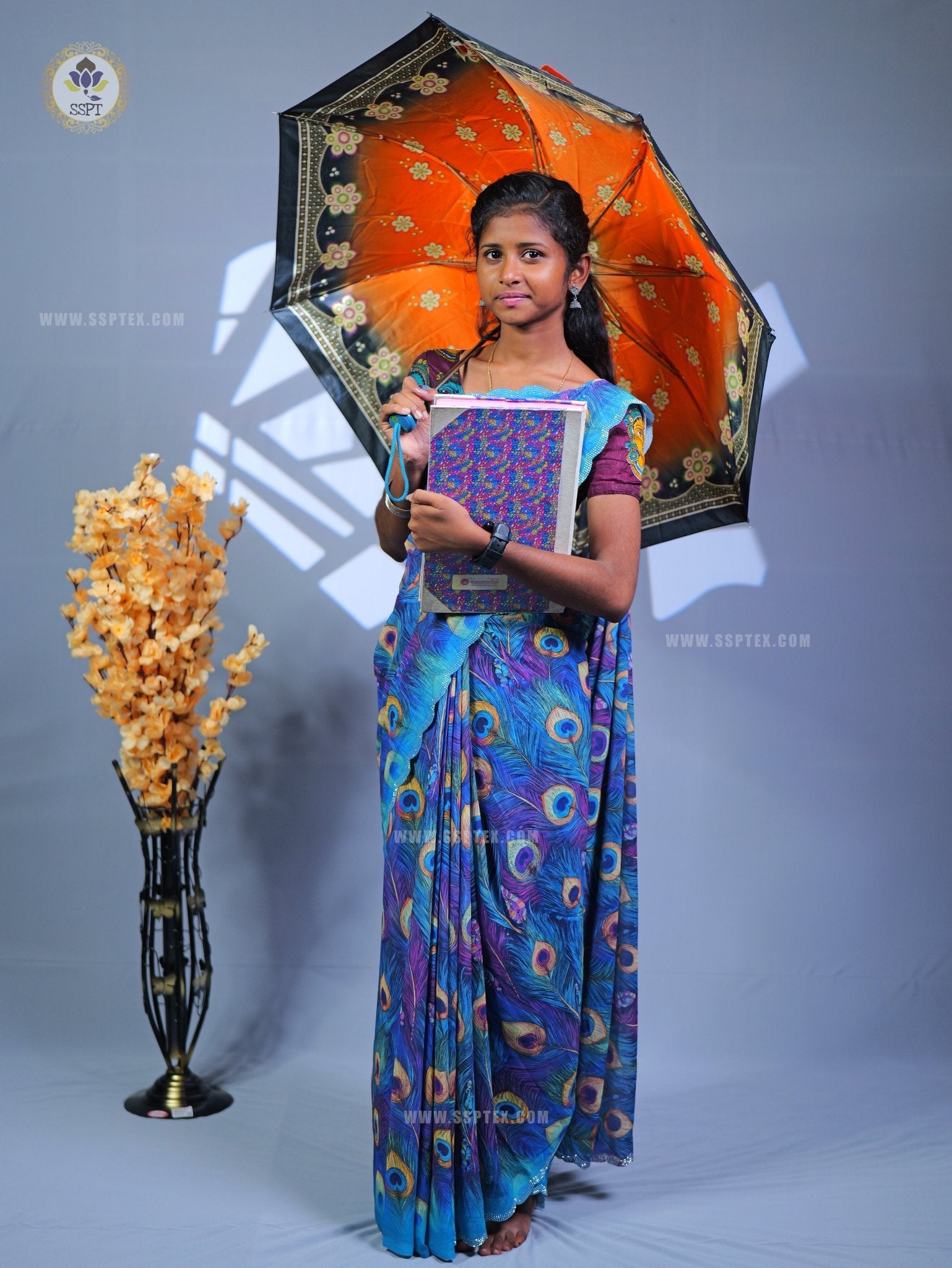 Fancy Peacock Stone Work Saree in premium fancy fabric for wedding wea