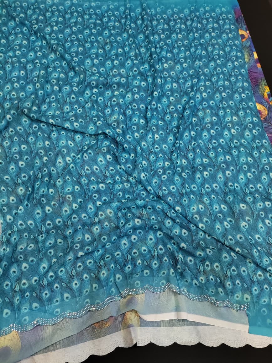 Fancy Peacock Stone Work with |Contrast Blouse| ZZ01 - Sri Sakthi Pugazh Tex ZZ01 - Fancy