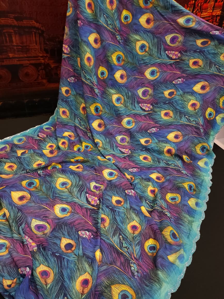 Fancy Peacock Stone Work with |Contrast Blouse| ZZ01 - Sri Sakthi Pugazh Tex ZZ01 - Fancy