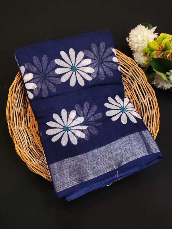 Flower Soft Linen Saree | Elegant Saree| Take 5 Saree Each saree Rs.199/ FL05 - Sri Sakthi Pugazh Tex - Soft Linen