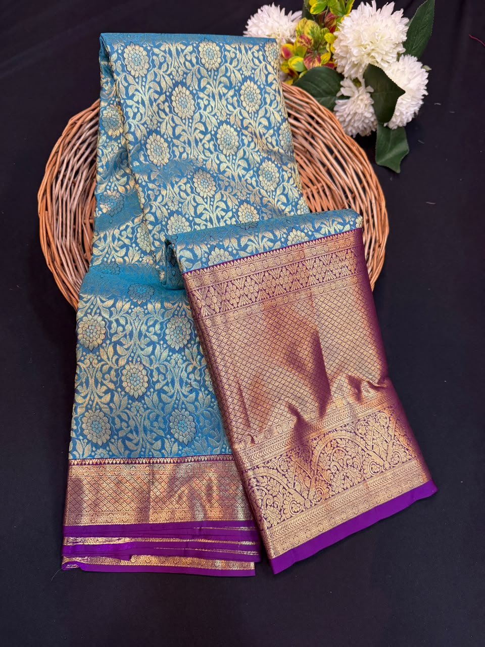 Grand Aqua Blue Pure Silk E93 - Sri Sakthi Pugazh Tex - Pure Silk