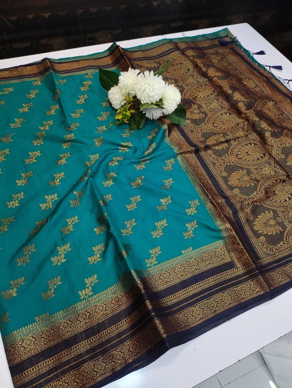 Hemanica Linen Blended Saree with elegant zari work for weddings
