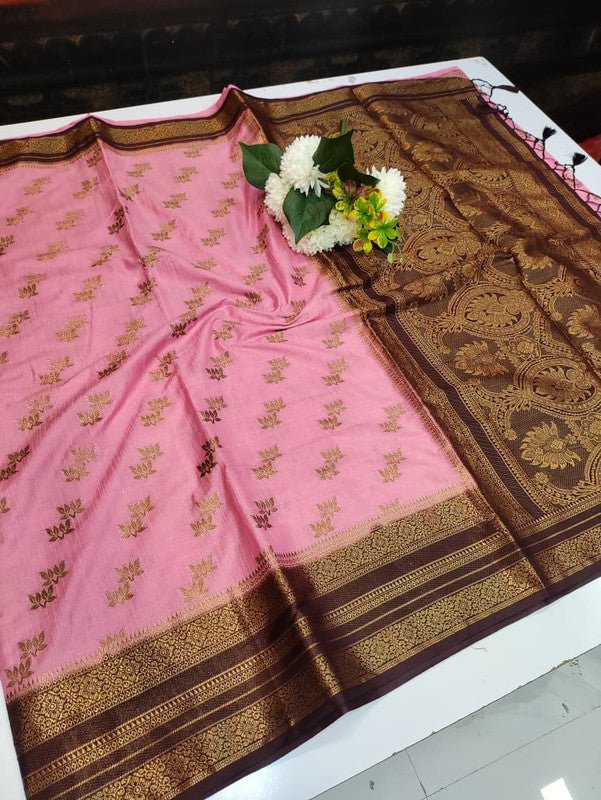 Hemanica Linen Blended Saree with elegant zari work for weddings