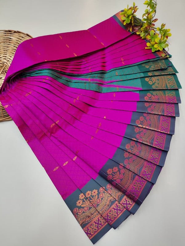 Honey Soft Silk Saree with elegant Zari work for wedding wear
