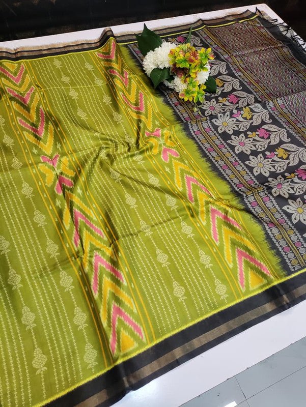 Ikkat Silk Saree with elegant zari work for wedding wear