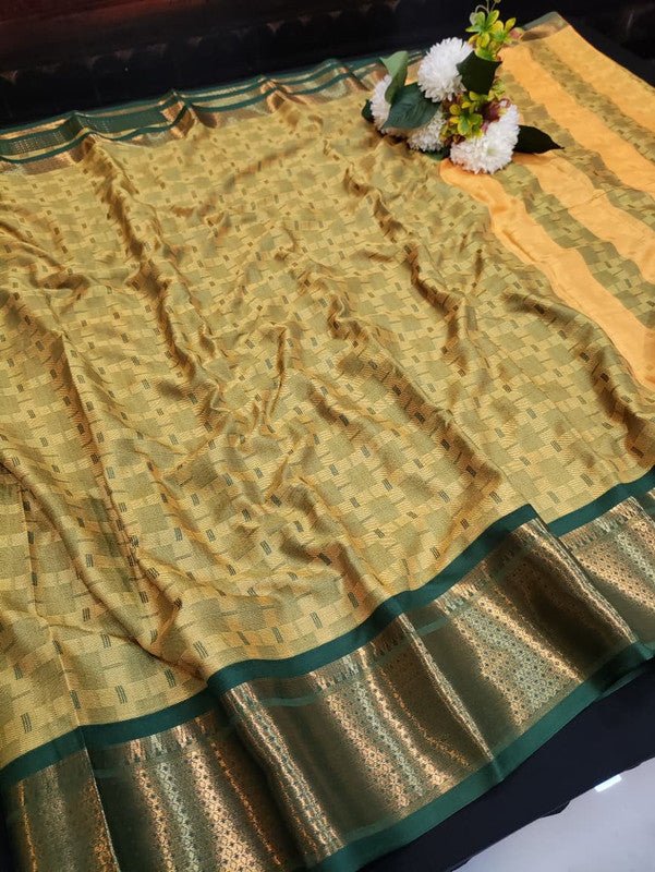 Kottanch Mayil Zari Silk Saree for festival wear with contrast blouse