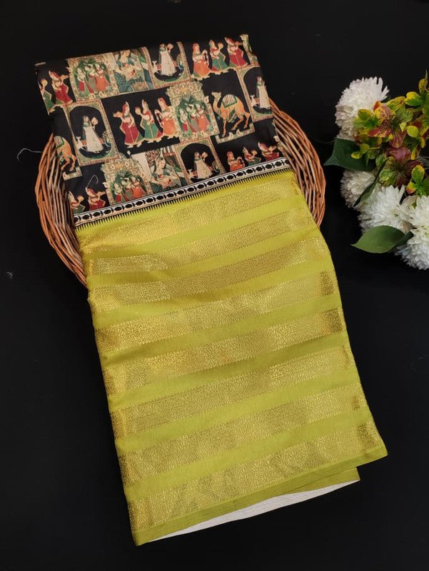 Lotus Fancy Saree in fancy fabric with zari and print design