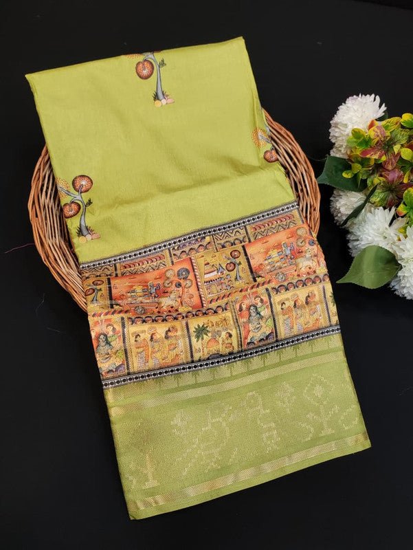 Lotus Fancy Saree in fancy fabric with zari and print design