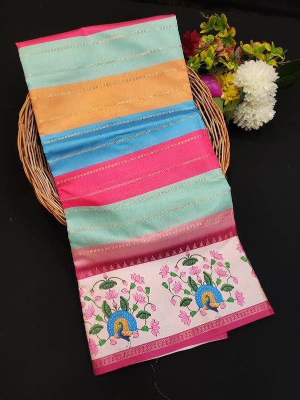 Lotus Fancy Saree in fancy fabric with zari and print design