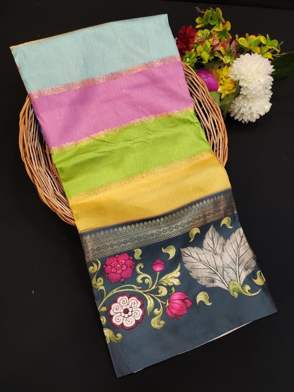 Lotus Fancy Saree in fancy fabric with zari and print design