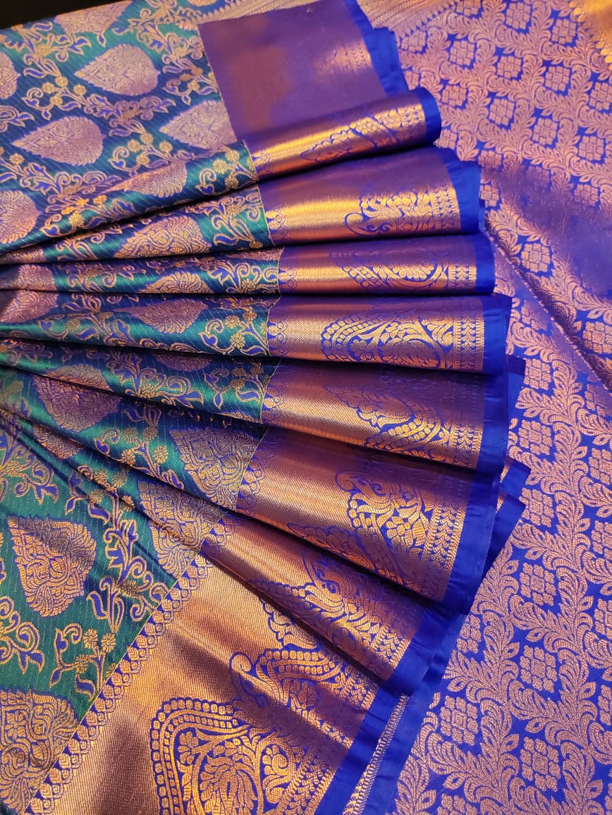 Elegant Mahalakshmi Rapier Saree with full zari and contrast blouse for women