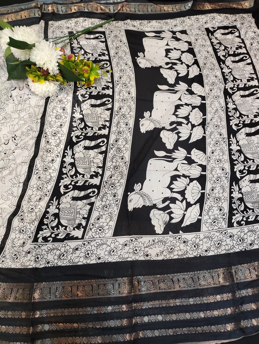 Malmal Cotton (Kalamkari Design) MKC07 - Sri Sakthi Pugazh Tex - Cotton saree