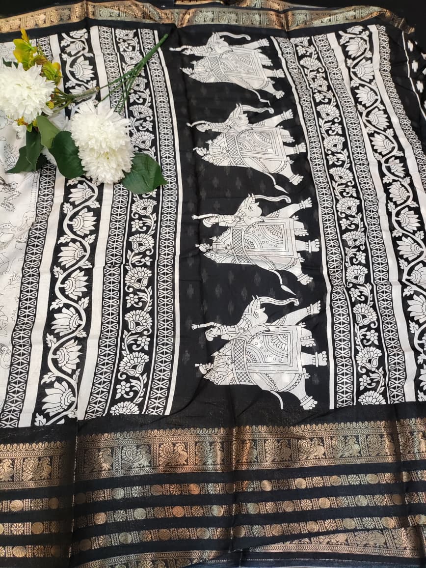Malmal Cotton (Kalamkari Design) MKC08 - Sri Sakthi Pugazh Tex - Cotton saree