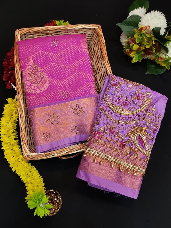 Meenakshi Thirukalyanam Silk Saree with Zari and Stone Work for Wedding Wear
