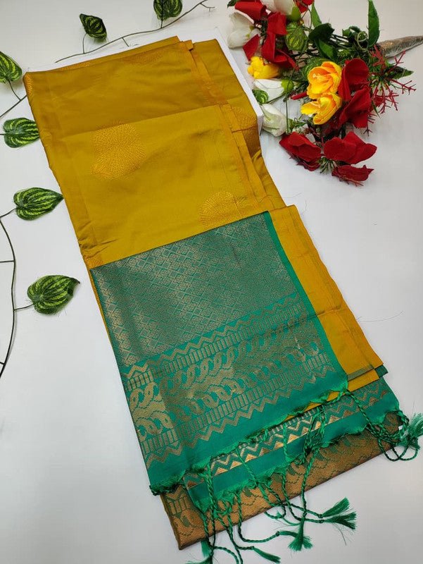 Mehandi Luxury Soft Silk Saree with zari work for wedding wear