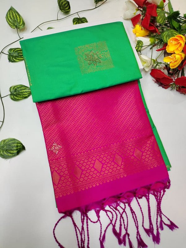Mehandi Luxury Stone Work Saree MRS07 - Sri Sakthi Pugazh Tex - Soft Silk