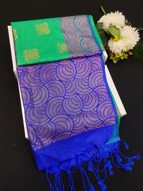 Mehandi Luxury Semi Silk Saree for Party Wear