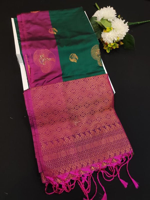 Mehandi Luxury Semi Silk Saree for Party Wear