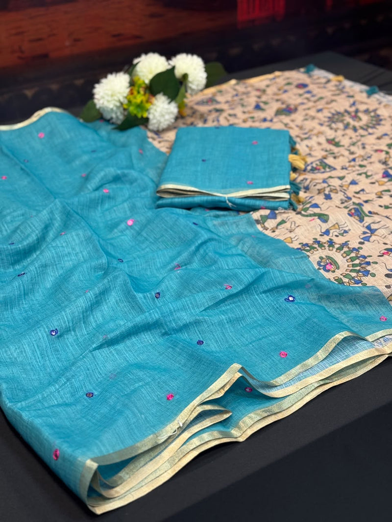 Mina Linen | Printed Saree | MLP06 - Sri Sakthi Pugazh Tex - Linen
