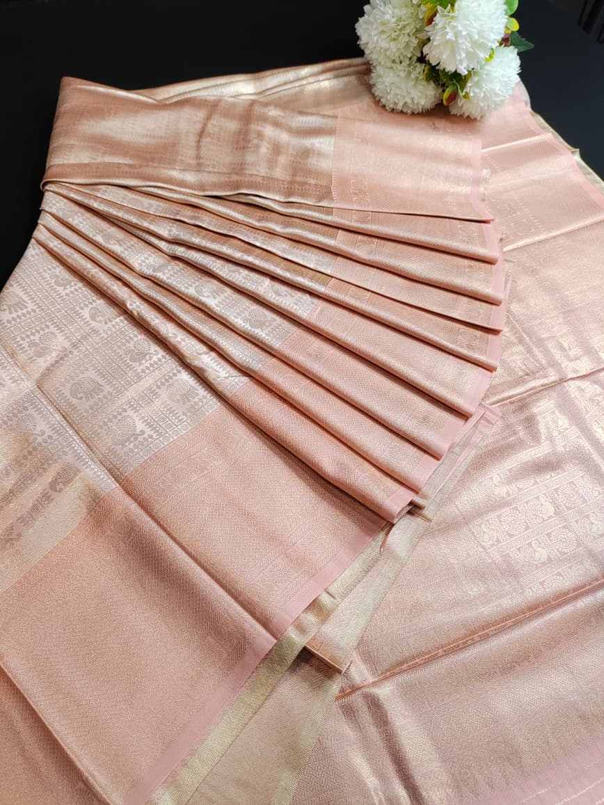 Nangai Satin Silk Onam Festival Saree with elegant Zari work for women