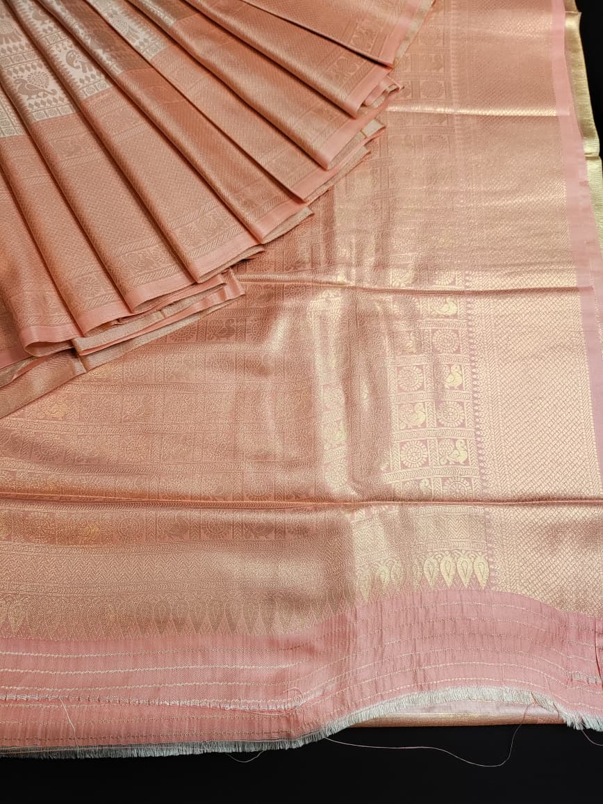 Women's Nangai Satin Silk Zari saree with contrast blouse for festive occasions