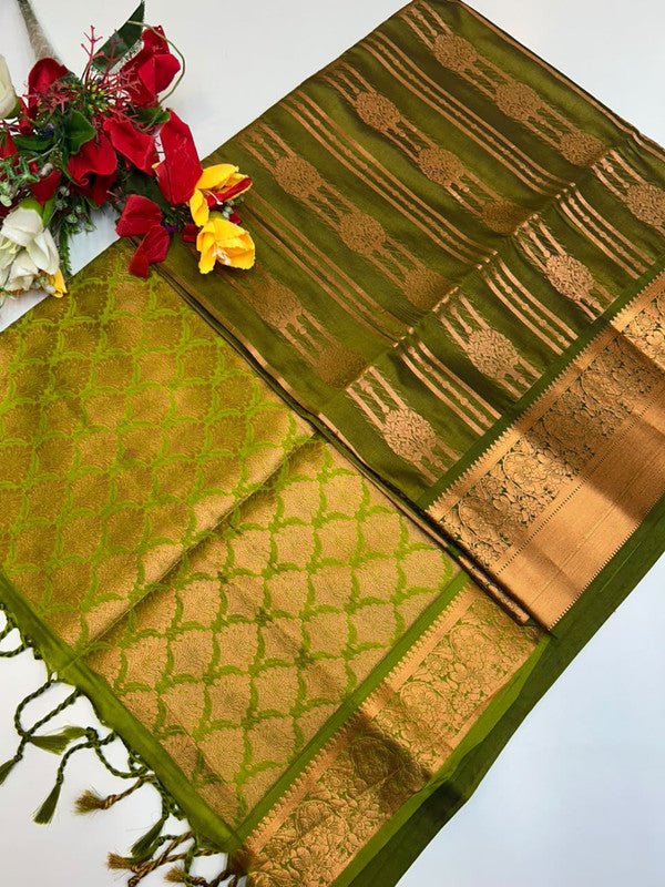 Offer Saree with elegant zari work for festive occasions