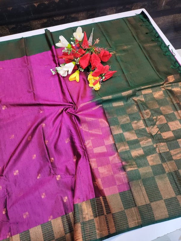 Offer Slub Silk Saree with elegant Zari work for wedding wear