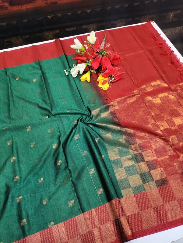 Offer Slub Silk Saree with elegant Zari work for wedding wear