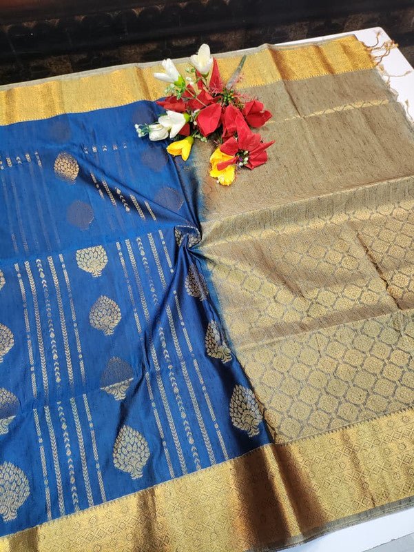 Offer Slub Silk Saree with elegant Zari work for wedding wear