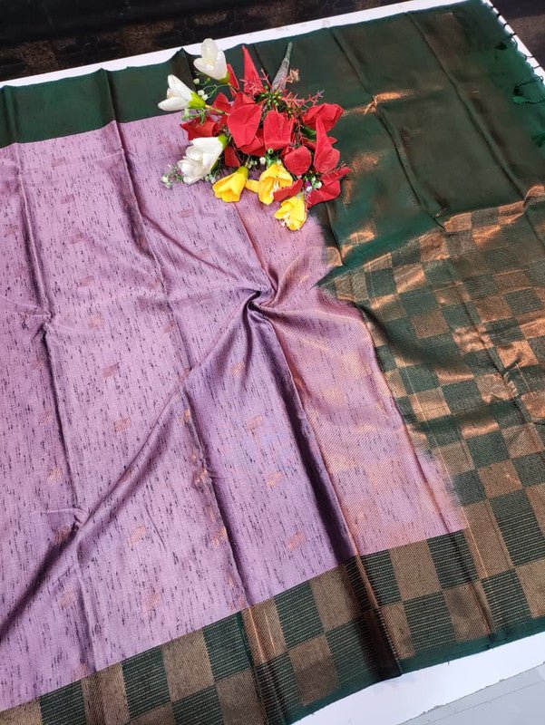 Offer Slub Silk Saree with elegant Zari work for wedding wear