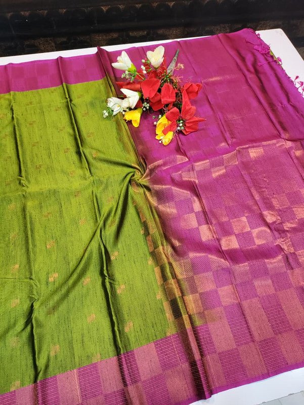 Offer Slub Silk Saree with elegant Zari work for wedding wear