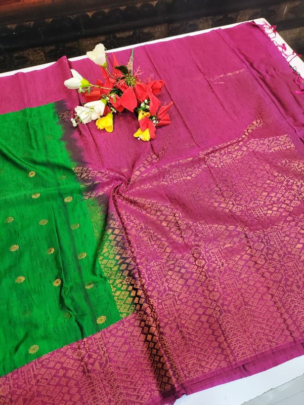 Offer Slub Silk Saree with elegant Zari work for wedding wear