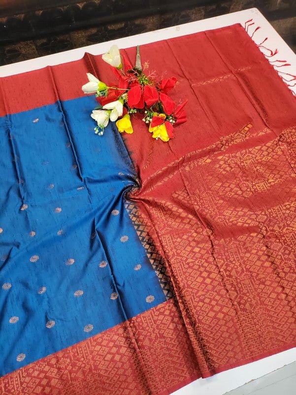 Offer Slub Silk Saree with elegant Zari work for wedding wear