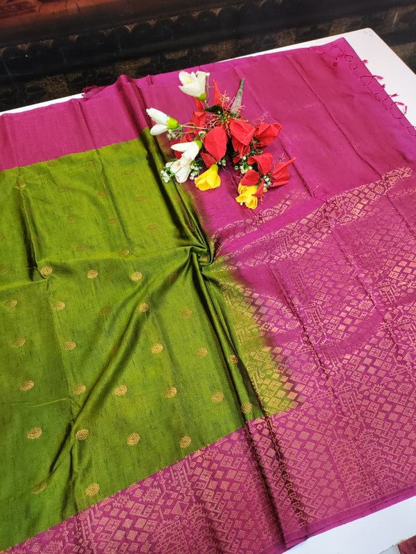 Offer Slub Silk Saree with elegant Zari work for wedding wear