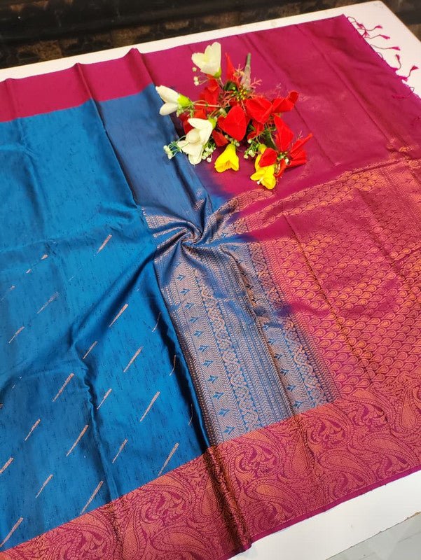 Offer Slub Silk Saree with elegant Zari work for wedding wear