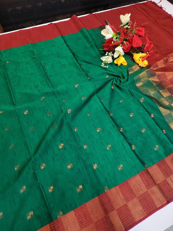 Offer Slub Silk Saree with elegant Zari work for wedding wear
