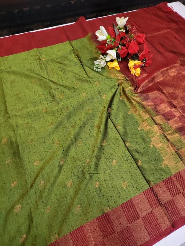 Offer Slub Silk Saree with elegant Zari work for wedding wear
